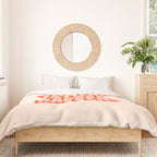 This is Where the Fun Stuff Happens typography print in peach and red Duvet Cover Gallery Image 3