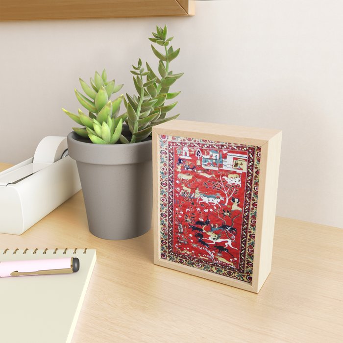 Antique Persian Hunting Rug Mini Art Print Gallery Image 2