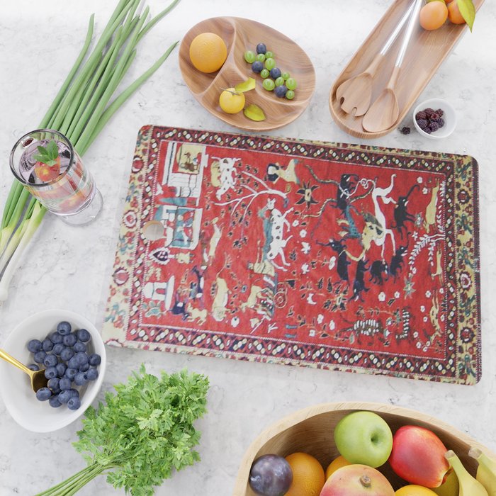 Antique Persian Hunting Rug Cutting Board Gallery Image 2