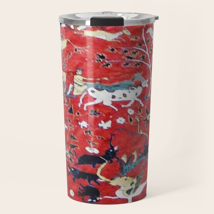 Antique Persian Hunting Rug Travel Mug Gallery Image 1