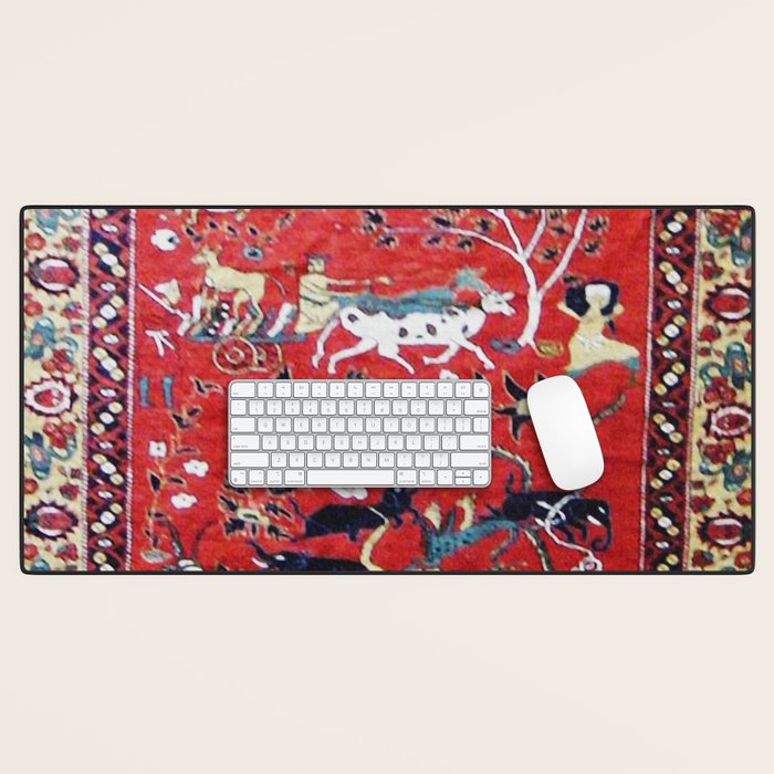 Antique Persian Hunting Rug Desk Mat Gallery Image 1