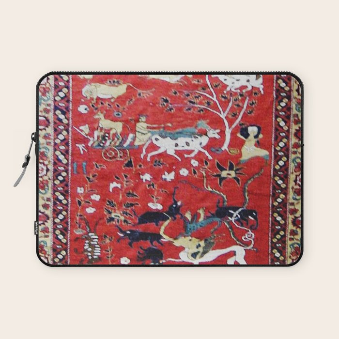 Antique Persian Hunting Rug Laptop Sleeve Gallery Image 1