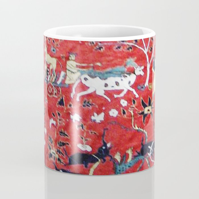 Antique Persian Hunting Rug Coffee Mug Gallery Image 4