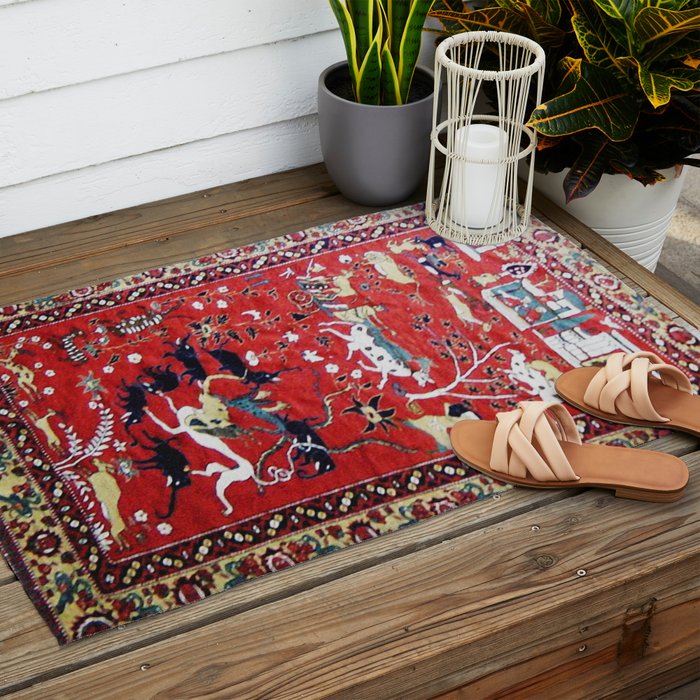 Antique Persian Hunting Rug Outdoor Rug Gallery Image 2