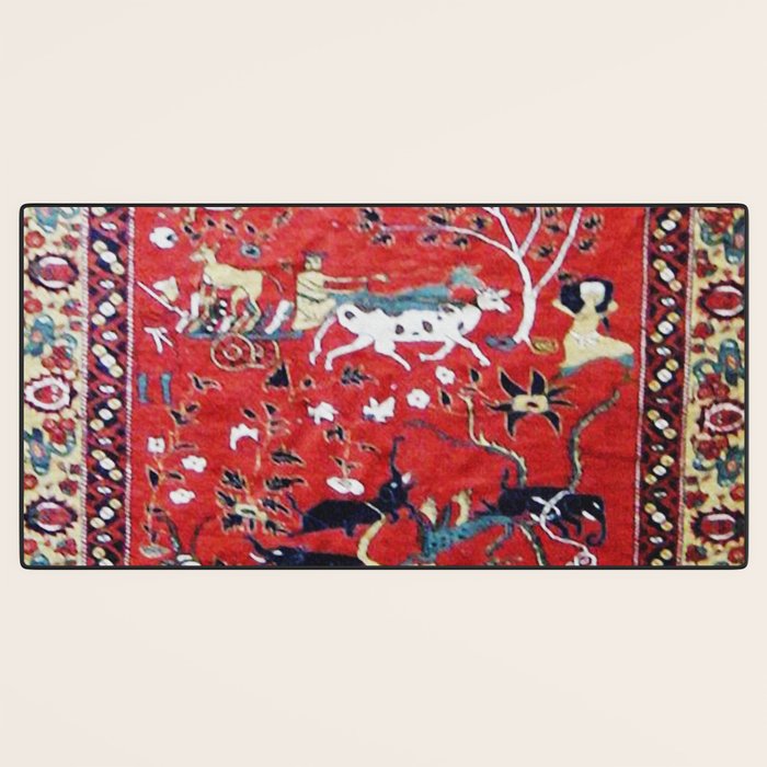 Antique Persian Hunting Rug Desk Mat Gallery Image 3