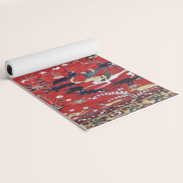 Antique Persian Hunting Rug Yoga Mat Gallery Image 2