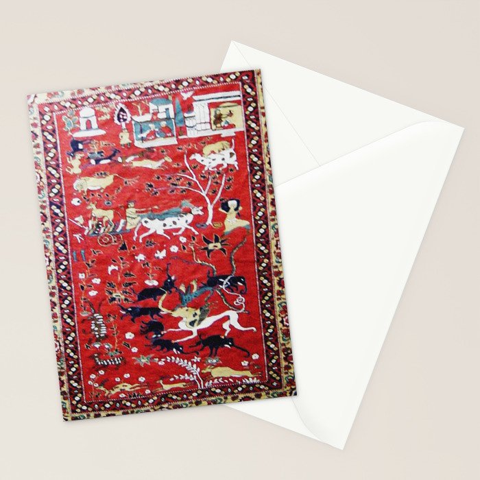 Antique Persian Hunting Rug Stationery Card Gallery Image 2