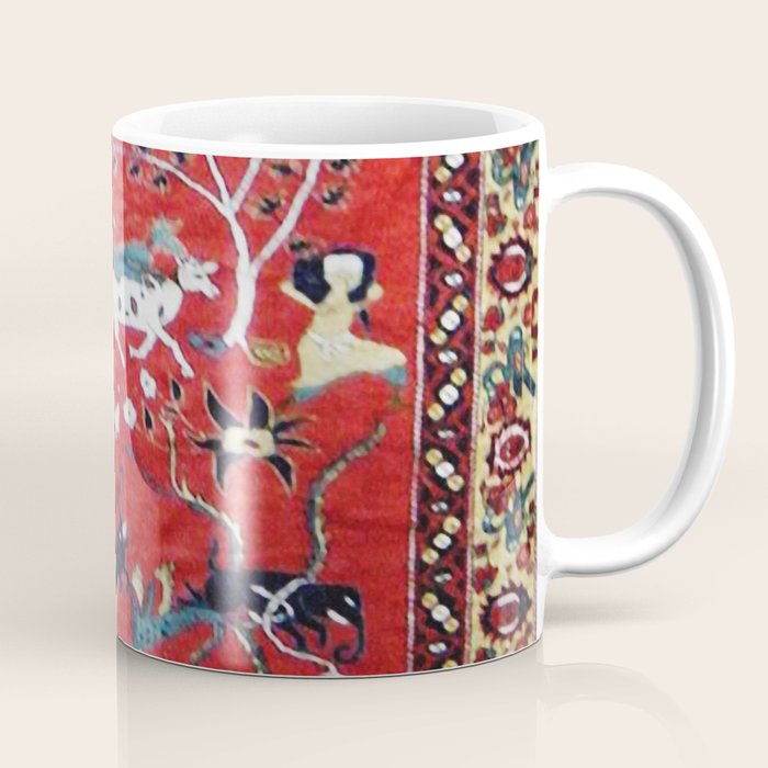 Antique Persian Hunting Rug Coffee Mug Gallery Image 1