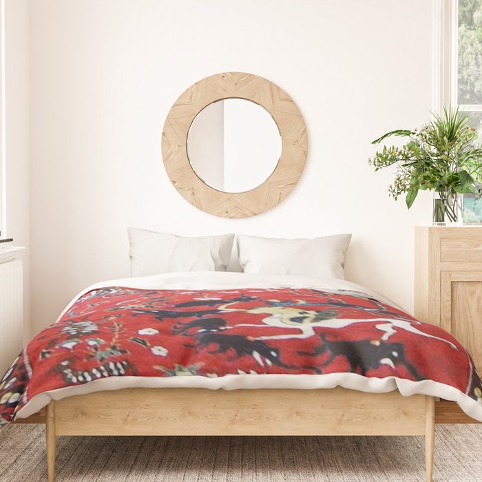 Antique Persian Hunting Rug Duvet Cover Gallery Image 3