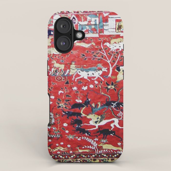 Antique Persian Hunting Rug iPhone Case Gallery Image 1