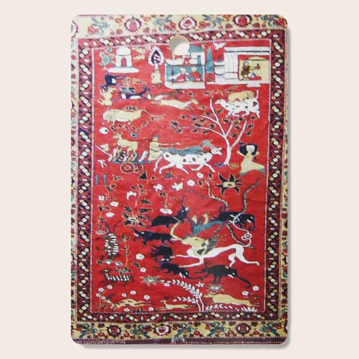 Antique Persian Hunting Rug Cutting Board Gallery Image 1