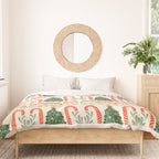Festive Christmas Elements  Candy Cane  Tree and Bows Holiday Design Duvet Cover Gallery Image 3