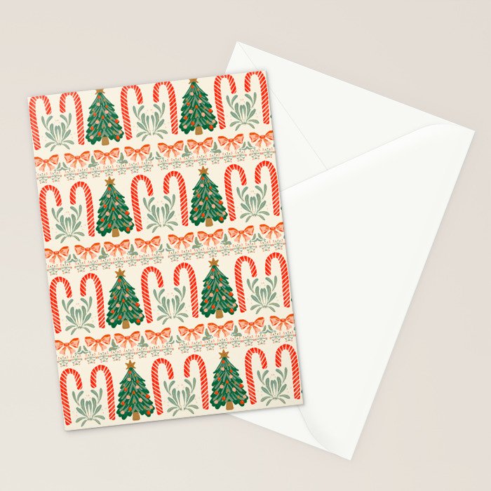 Festive Christmas Elements  Candy Cane  Tree and Bows Holiday Design Stationery Card Gallery Image 2