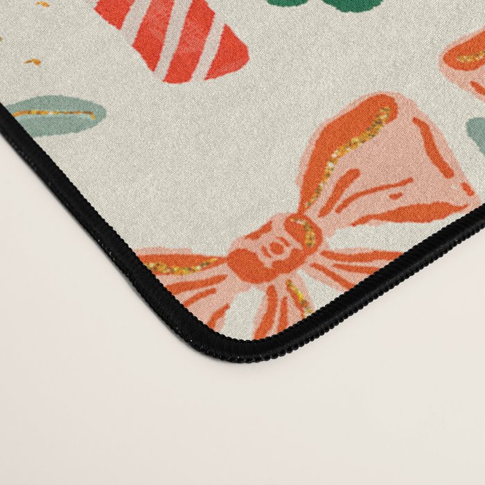 Festive Christmas Elements  Candy Cane  Tree and Bows Holiday Design Desk Mat Gallery Image 4