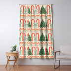 Festive Christmas Elements  Candy Cane  Tree and Bows Holiday Design Window Curtain Gallery Image 5