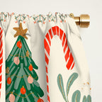 Festive Christmas Elements  Candy Cane  Tree and Bows Holiday Design Window Curtain Gallery Image 2