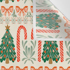 Festive Christmas Elements  Candy Cane  Tree and Bows Holiday Design Wall Tapestry Gallery Image 3