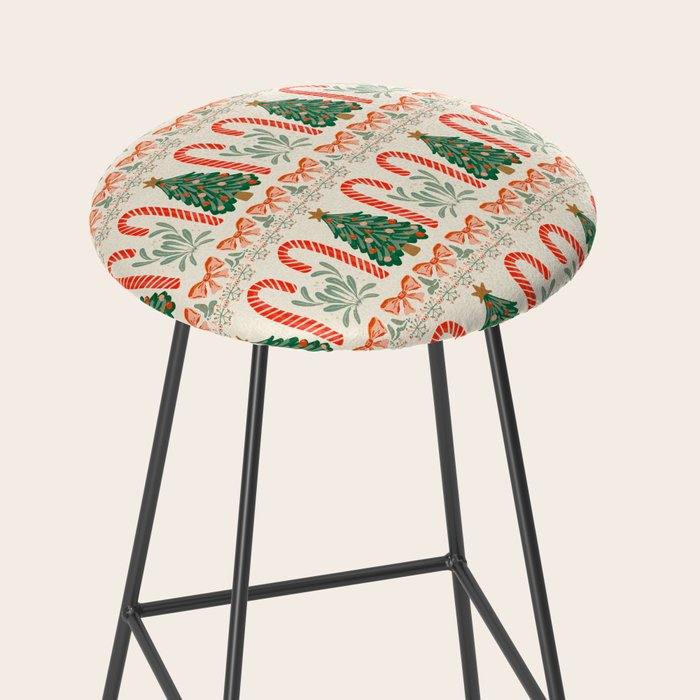 Festive Christmas Elements  Candy Cane  Tree and Bows Holiday Design Stool Gallery Image 2