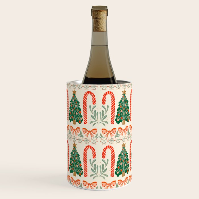 Festive Christmas Elements  Candy Cane  Tree and Bows Holiday Design Wine Chiller Gallery Image 1