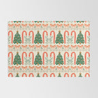 Festive Christmas Elements  Candy Cane  Tree and Bows Holiday Design Rug Gallery Image 2