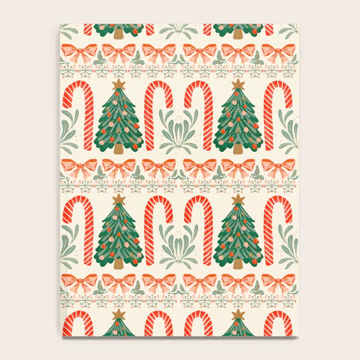 Festive Christmas Elements  Candy Cane  Tree and Bows Holiday Design Notebook Gallery Image 4