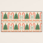 Festive Christmas Elements  Candy Cane  Tree and Bows Holiday Design Desk Mat Gallery Image 3