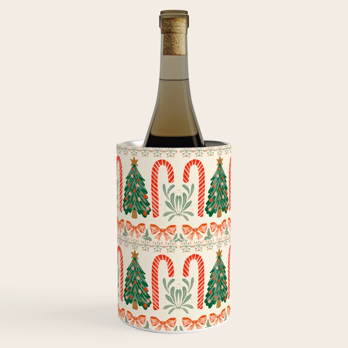 Festive Christmas Elements  Candy Cane  Tree and Bows Holiday Design Wine Chiller Gallery Image 3