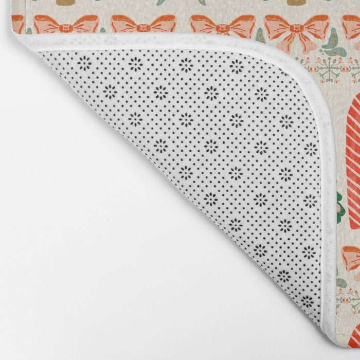 Festive Christmas Elements  Candy Cane  Tree and Bows Holiday Design Bath Mat Gallery Image 2