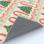 Festive Christmas Elements  Candy Cane  Tree and Bows Holiday Design Rug Gallery Image 4