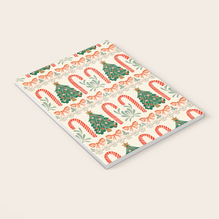 Festive Christmas Elements  Candy Cane  Tree and Bows Holiday Design Notebook Gallery Image 3