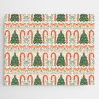 Festive Christmas Elements  Candy Cane  Tree and Bows Holiday Design Jigsaw Puzzle Gallery Image 1