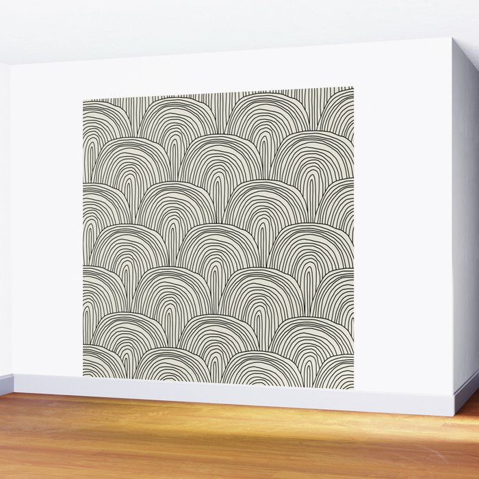 Boho Rainbows in Black and White Wall Mural Gallery Image 2