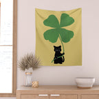 Cat with clover Wall Tapestry Gallery Image 2