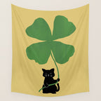 Cat with clover Wall Tapestry Gallery Image 4