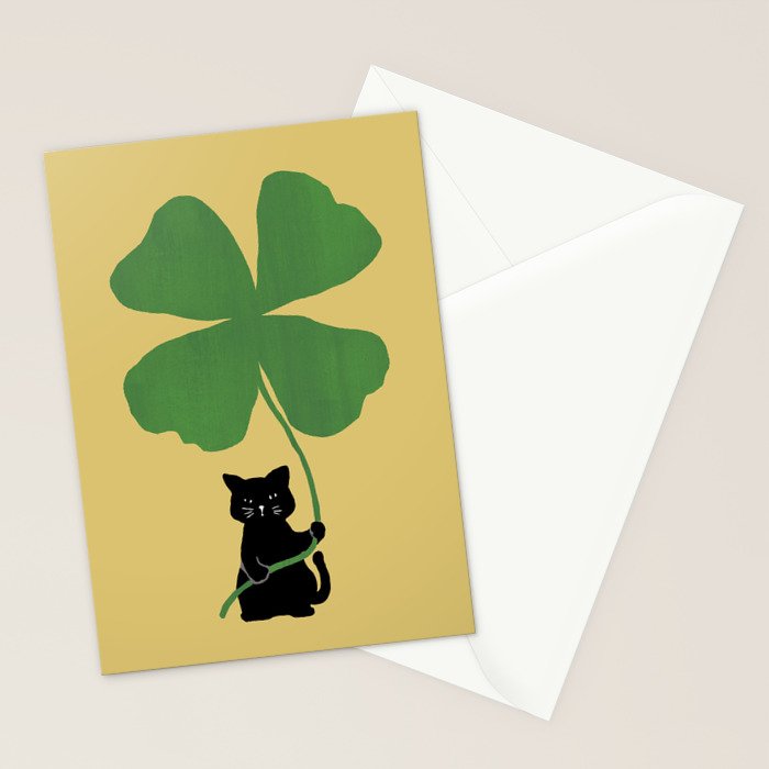 Cat with clover Stationery Card Gallery Image 2