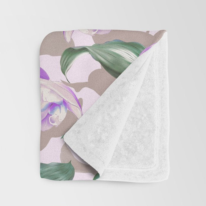 Lovely lilac exotic flowers L Throw Blanket Gallery Image 3