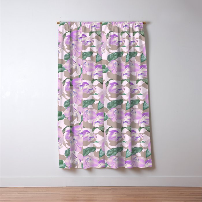 Lovely lilac exotic flowers L Window Curtain Gallery Image 3