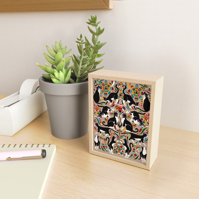 Otomi Cats - Rainbow & Tan Mini Art Print Gallery Image 2