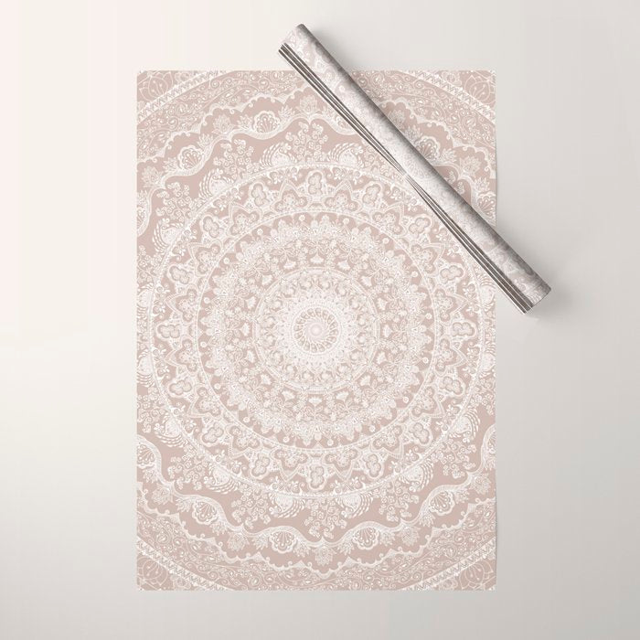 Floral dreams mandala taupe Wrapping Paper Gallery Image 1
