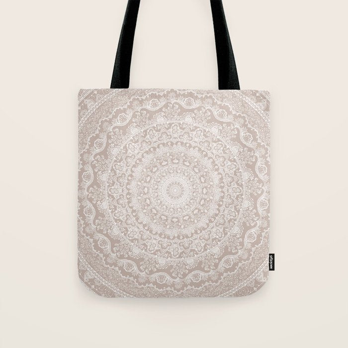 Floral dreams mandala taupe Tote Bag Gallery Image 1
