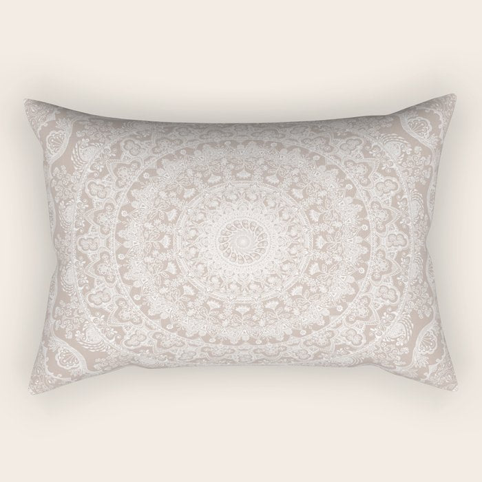 Floral dreams mandala taupe Rectangular Pillow Gallery Image 1