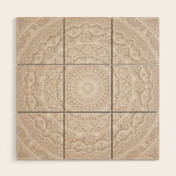 Floral dreams mandala taupe Wood Wall Art Gallery Image 1
