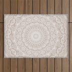 Floral dreams mandala taupe Outdoor Rug Gallery Image 1