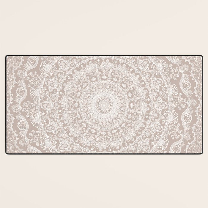 Floral dreams mandala taupe Desk Mat Gallery Image 3