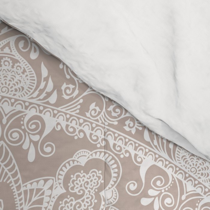 Floral dreams mandala taupe Comforter Gallery Image 4