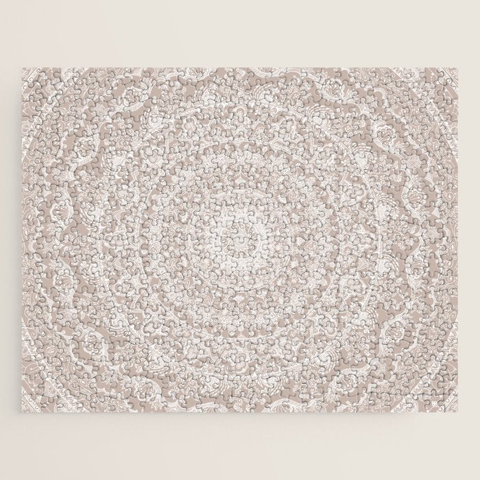 Floral dreams mandala taupe Jigsaw Puzzle Gallery Image 1
