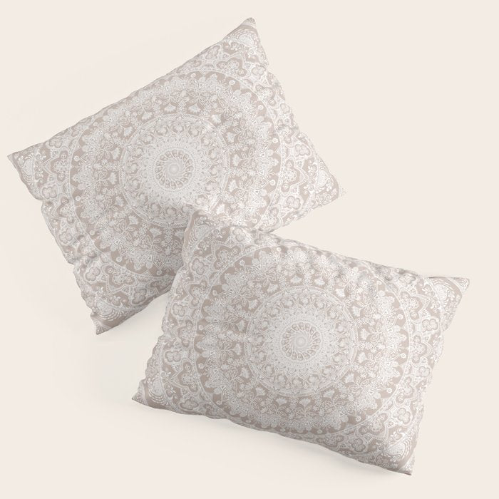 Floral dreams mandala taupe Pillow Sham Gallery Image 3