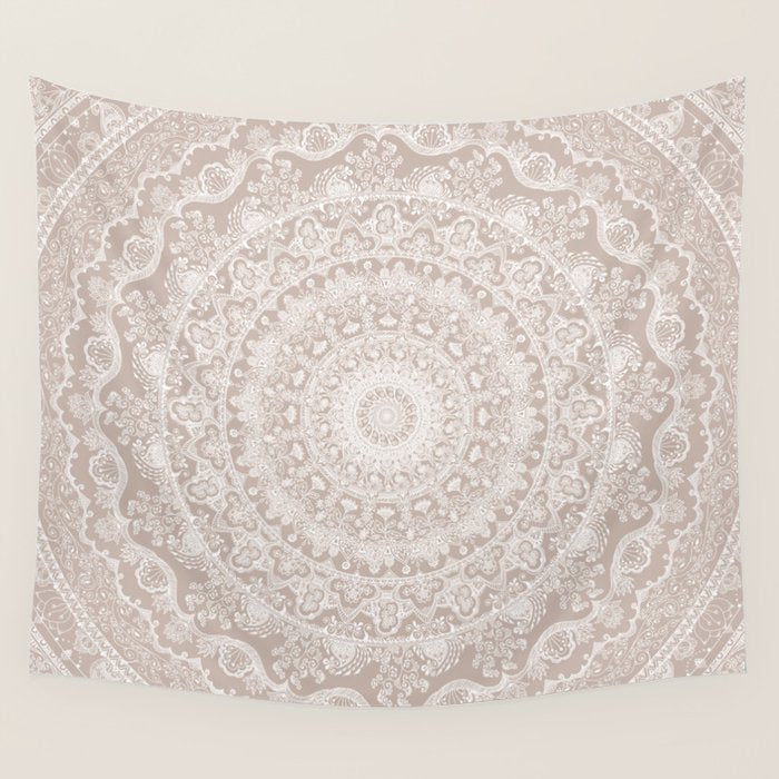 Floral dreams mandala taupe Wall Tapestry Gallery Image 4