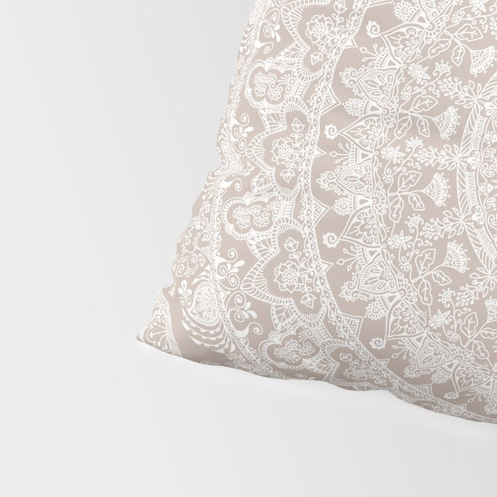 Floral dreams mandala taupe Pillow Sham Gallery Image 4