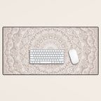 Floral dreams mandala taupe Desk Mat Gallery Image 1